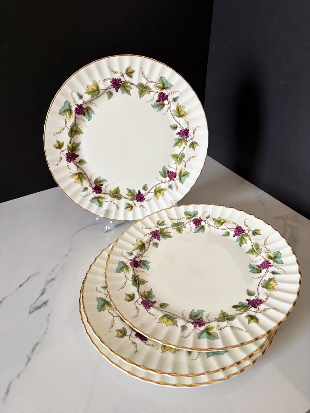 SET of 4 Bacchanal Dinner Plates by Royal Worcester